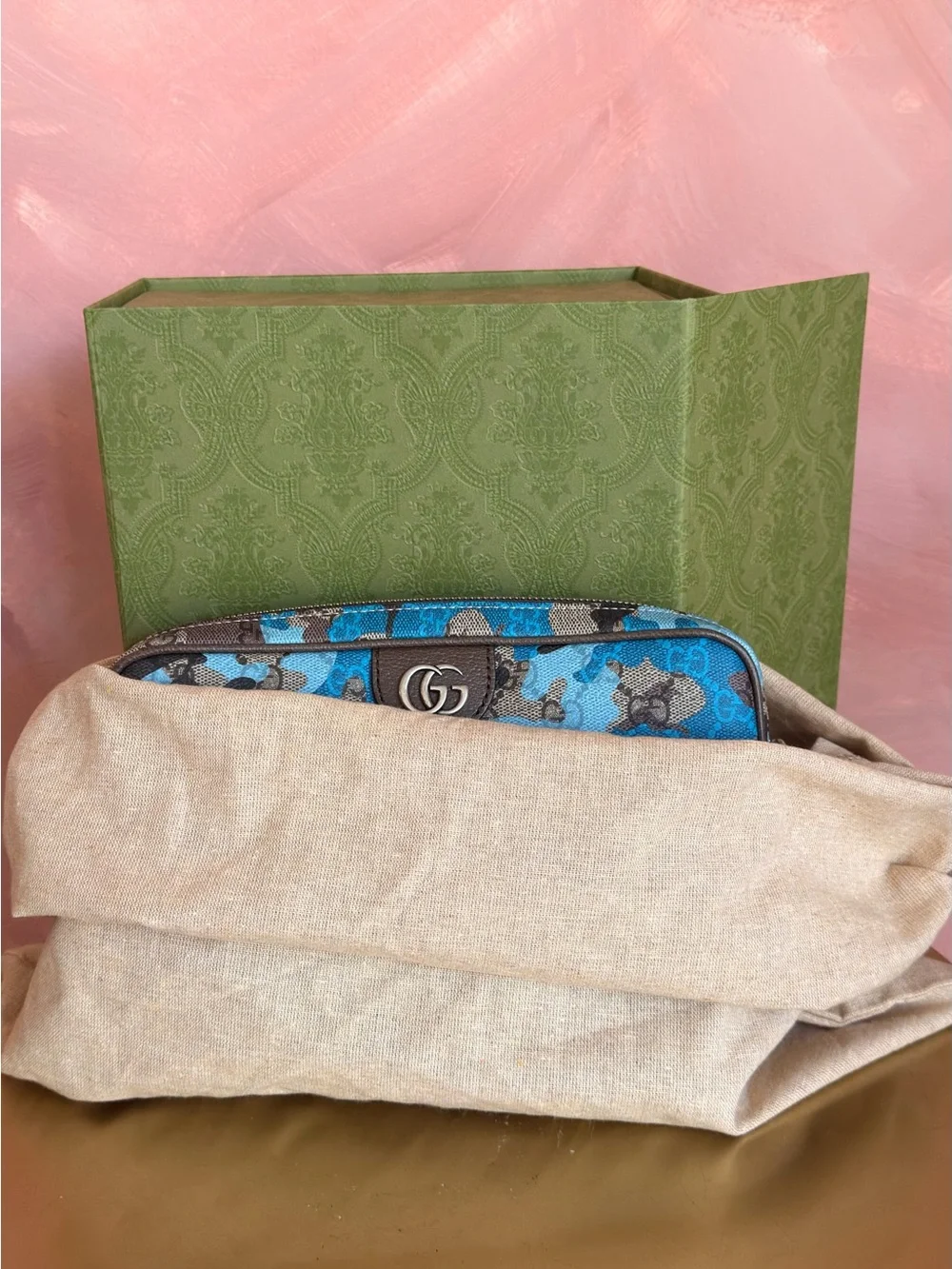 Gucci Blue and Brown Camouflage GG Supreme Messenger Bag